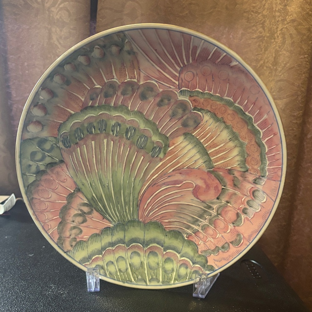 Vintage Hand-Painted Seashell Decorative Plate